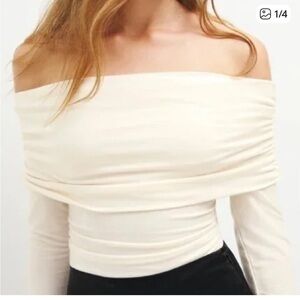 Reformation Florentina Cream Off the Shoulder Top